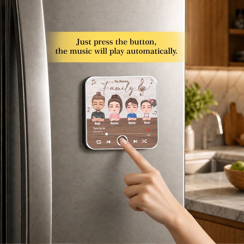 Personalized Family Cartoon Musical Fridge Magnet